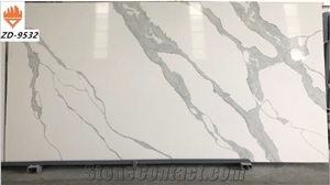 Solid Surface Calacatta Quartz slab for Kitchen Countertops