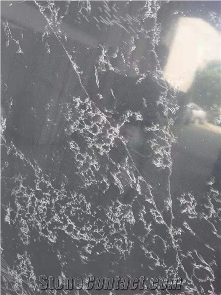 Marbling Black Color with Veins Quartz Surface from Malaysia