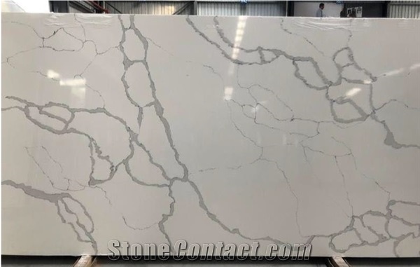Polished Calacatta White Engineered Stone Quartz Stone Slabs