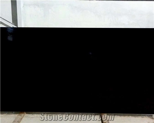 Pure Black Color Quartz Surface for Vanity Tops