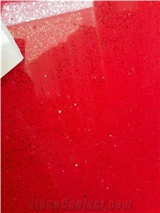 Quartz Red Color Cabinetry Countertop for Kitchen