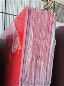 Red Color Quartz Surface for Kitchen Countertop and Interior