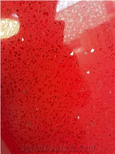 Red Color Quartz Surface for Kitchen Countertop and Interior