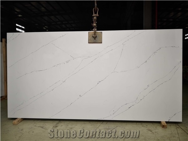 Solid Surface Artificial Stone White Quartz with Black Veins