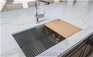 Usa Home Popular Engineered Quartz Marble Looking Countertop