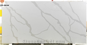 White Artificial Quartz Stone with Natural Grey Veins