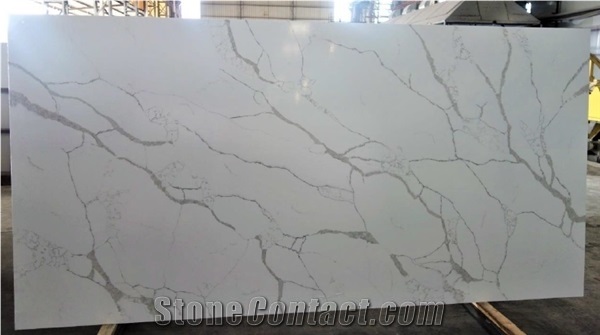 White Calacatta Stone Artificial Quartz Countertop Slabs