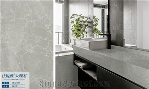 Composite Marble Grey Artificial Slab Door Flame Vanity Top