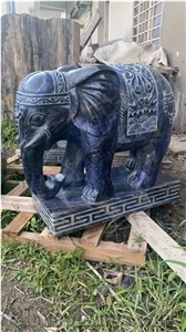Luxury Blue Marble Polished Elephant Animal Sculpture