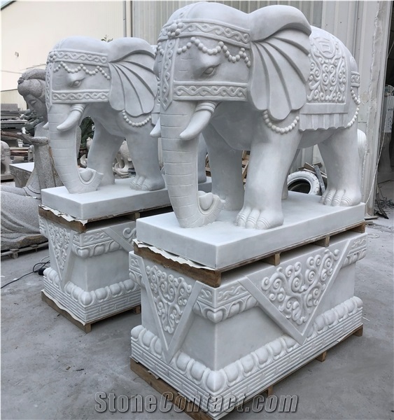 Top Quality White Marble Animal Elephant Sculpture