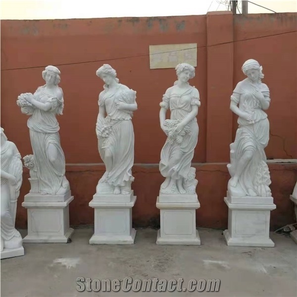 Western Pure White Marble Angel Sculpture