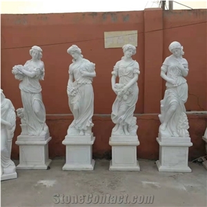 Western Pure White Marble Angel Sculpture