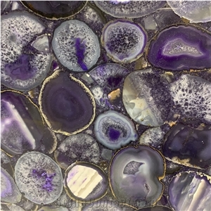 Backlit Purple Agate Stone Semiprecious Slab For Wall &Floor