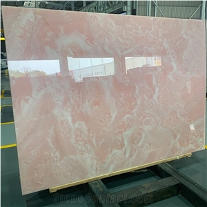 Beautiful Backlit Pink Onyx Slabs for Interior Wall