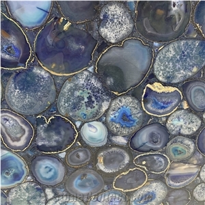 Blue Agate Semi Precious Stone Gemstone Slab For Home Wall