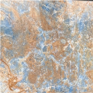 Book-Match Blue Onyx Marble Slabs for Villa Wall Decoration