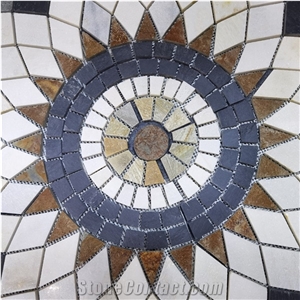 Colorful Slate Mosaic Round Medallion Customized Pattern