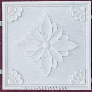 Crystal White Marble Cnc Carving Art Tiles for Wall Design