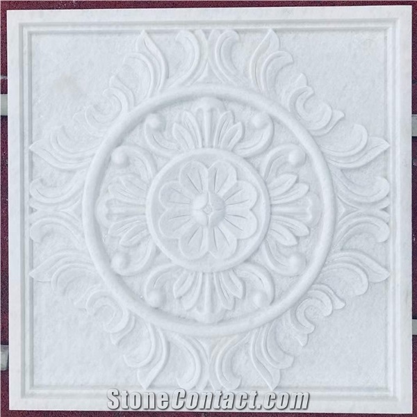 Crystal White Marble Cnc Carving Art Tiles for Wall Design