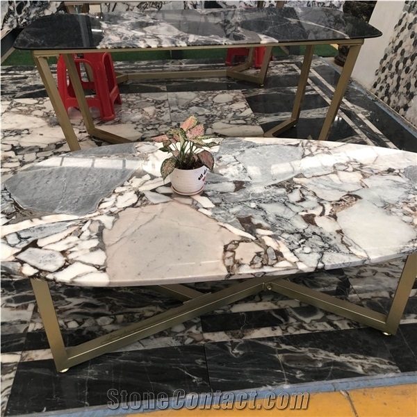 Customized Elephant Grey Marble Coffee Table Home Furniture
