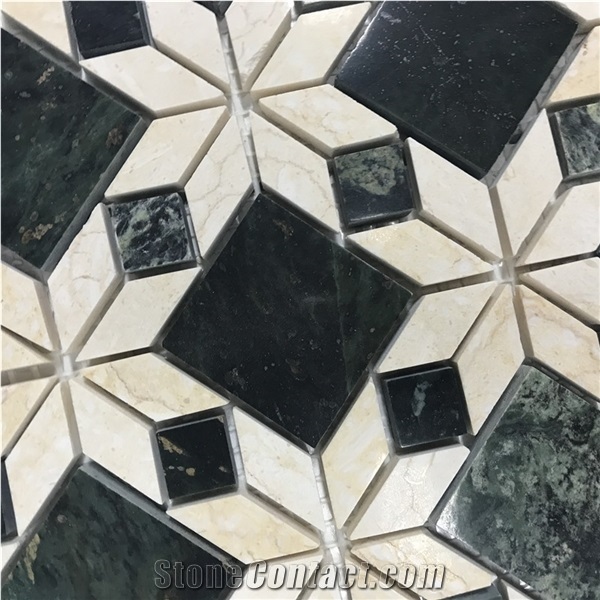 Customized Green Marble Flower Mosaic Tile for Bathroom Wall