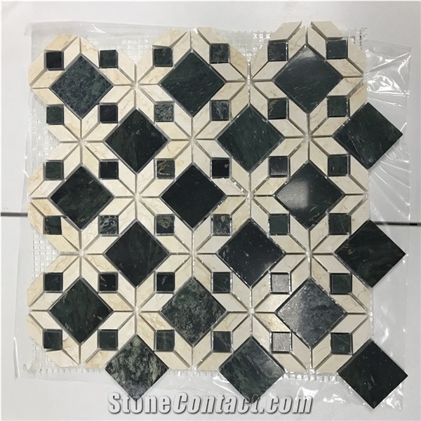 Customized Green Marble Flower Mosaic Tile for Bathroom Wall