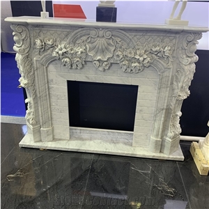Customized Interior White Marble Fireplace for Living Room