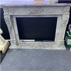 Customized Interior White Marble Fireplace for Living Room