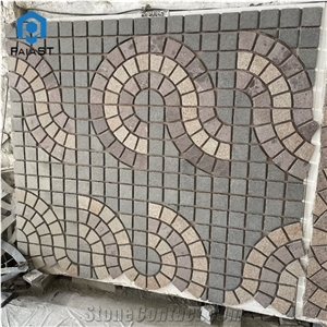 Decorative Granite Paving Stone Circles Mosaic Pattern