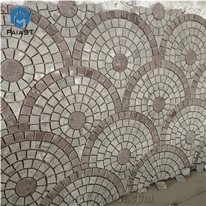 Decorative Red Paving Stone Circles Carved for Garden