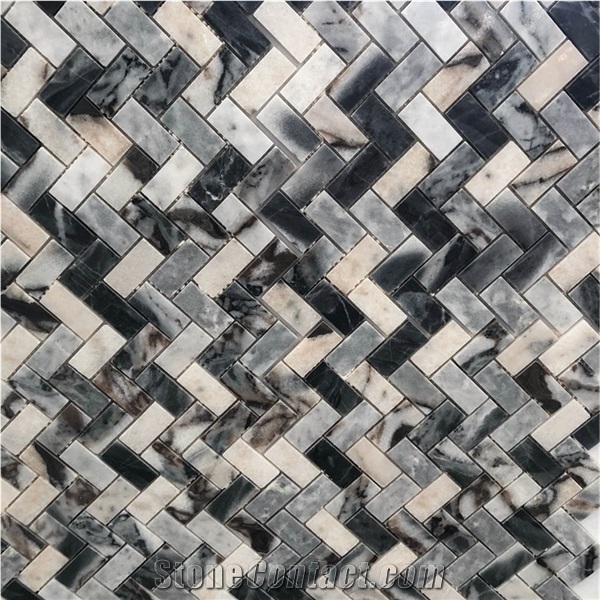Elephant Grey Grey Marble Mosaic Tiles for Bathroom Wall