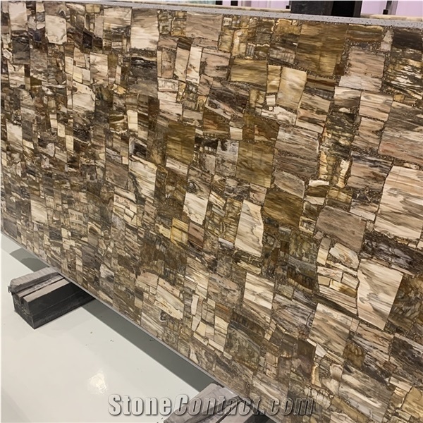 Fossil Stone Semiprecious Slab For Home Hotel Project