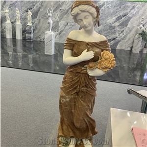 Hand Carved White Marble Western Sculpture for Outdoor Decor
