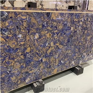 Luxury Blue Agate Stone Semiprecious Slabs For Hotel Wall