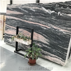 Luxury Green Marble Slab with Pink Veins for Background Wall