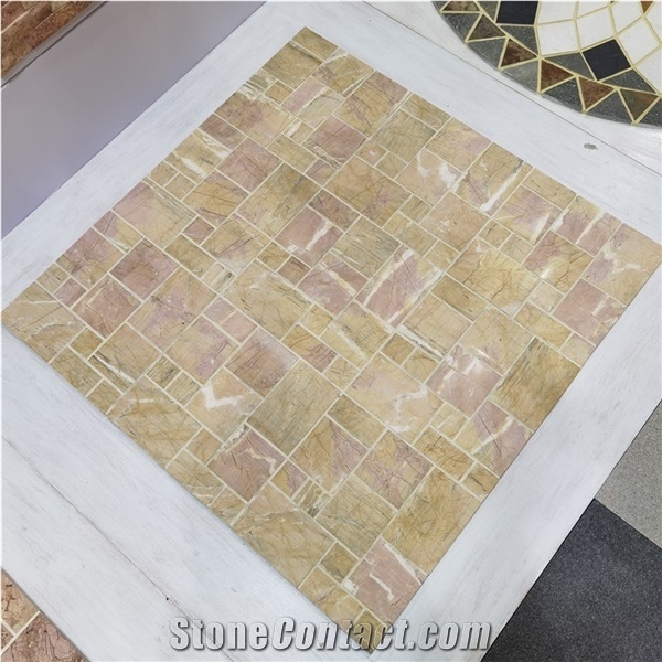 Morden Mosaic Tile Yellow Marble Wall Type