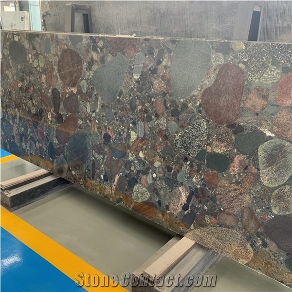 Multicolor Cobble Stone China Granite Polished Slab for Floor