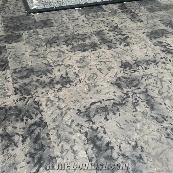 Natural Brushed Leather Surface Matrix Black Granite Slabs