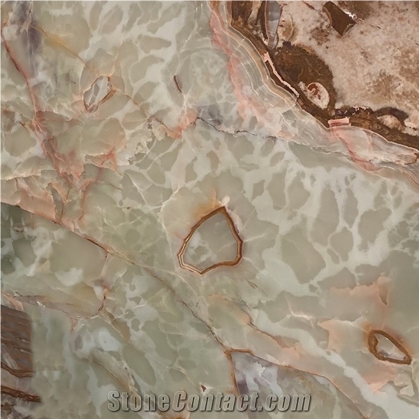 Natural Green and Brown Onyx Slab for Table Top & Countertop