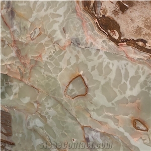 Natural Green and Brown Onyx Slab for Table Top & Countertop