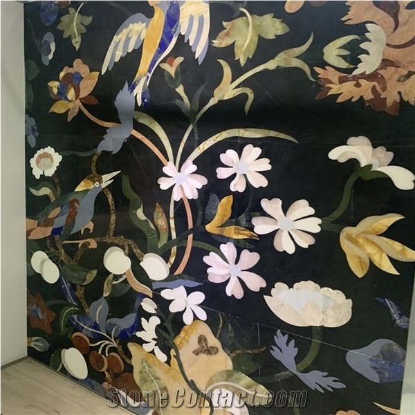 Natural Marble Flower Water Jet Pattern Tile for Indoor Wall