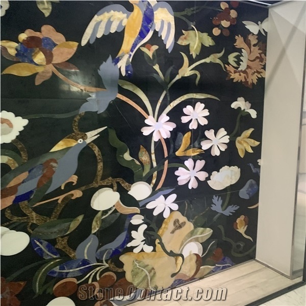 Natural Marble Flower Water Jet Pattern Tile for Indoor Wall