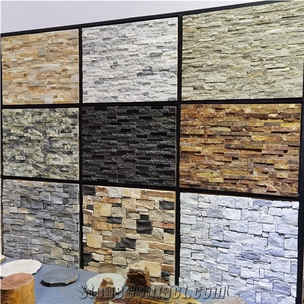 Natural Slate Culture Stone for Interior Fireplace Wall