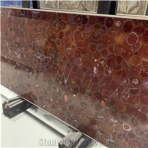 Natural Transparent Red Onyx Agate Stone Semiprecious Slabs