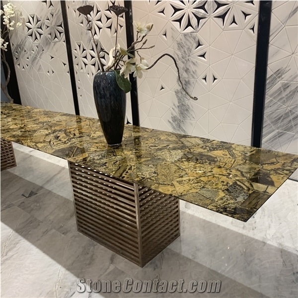 Natural Yellow Exotic Stone Table for Hotel and Home Decor