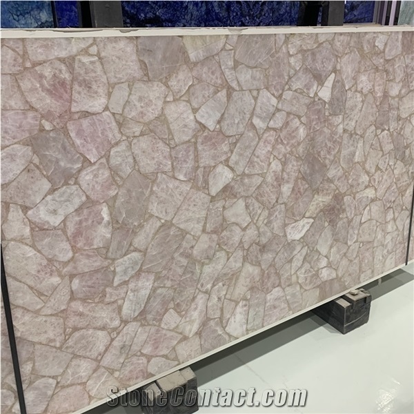 Pink Agate Stone Slab Semi Precious Gemstone Wall Tile