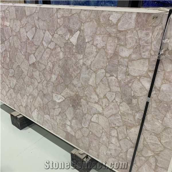 Pink Agate Stone Slab Semi Precious Gemstone Wall Tile