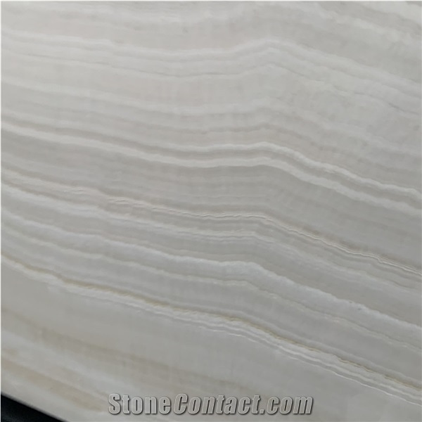 Popular White Straight Vein Onyx Slab for Wall Tiles