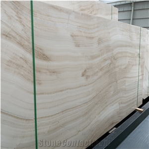 Popular White Straight Vein Onyx Slab for Wall Tiles