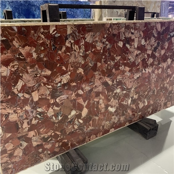 Red Semiprecious Stone Slab/Red Gemstone Tile For Home Decor